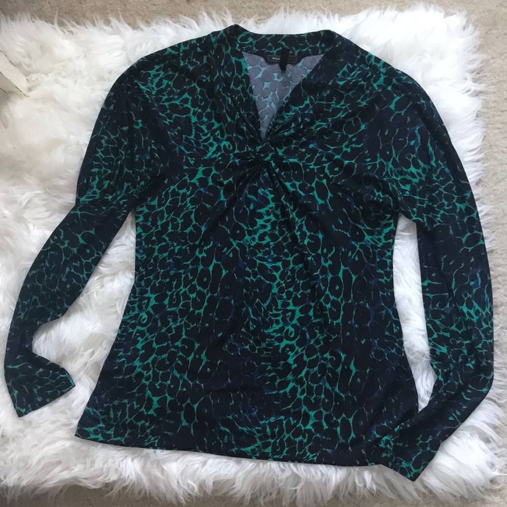 BCBG Max Azria Jade Green Leopard Top